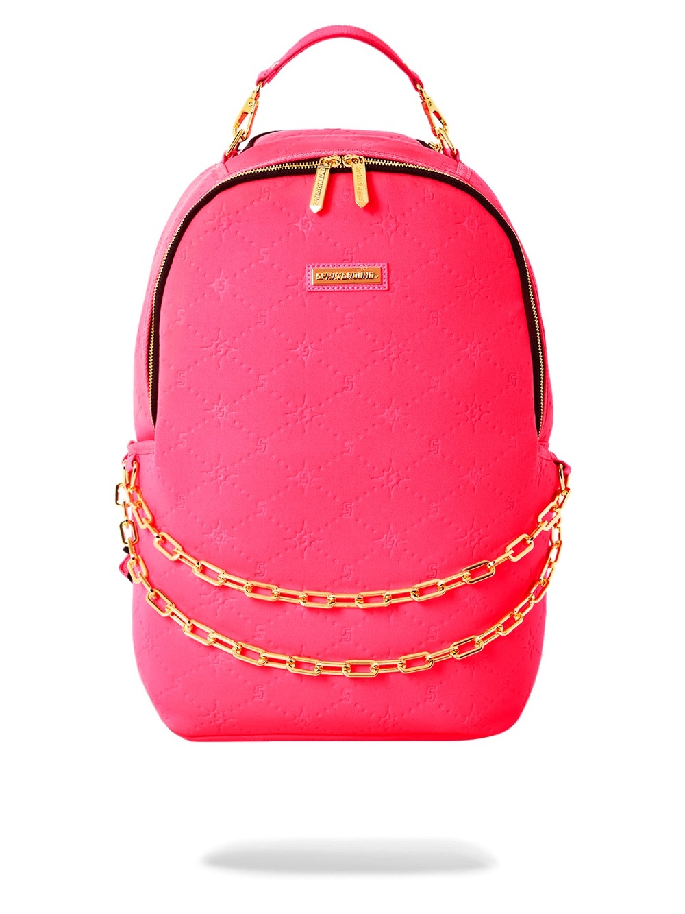 Sprayground Hot Pink Backpack with Gold Chain Accents